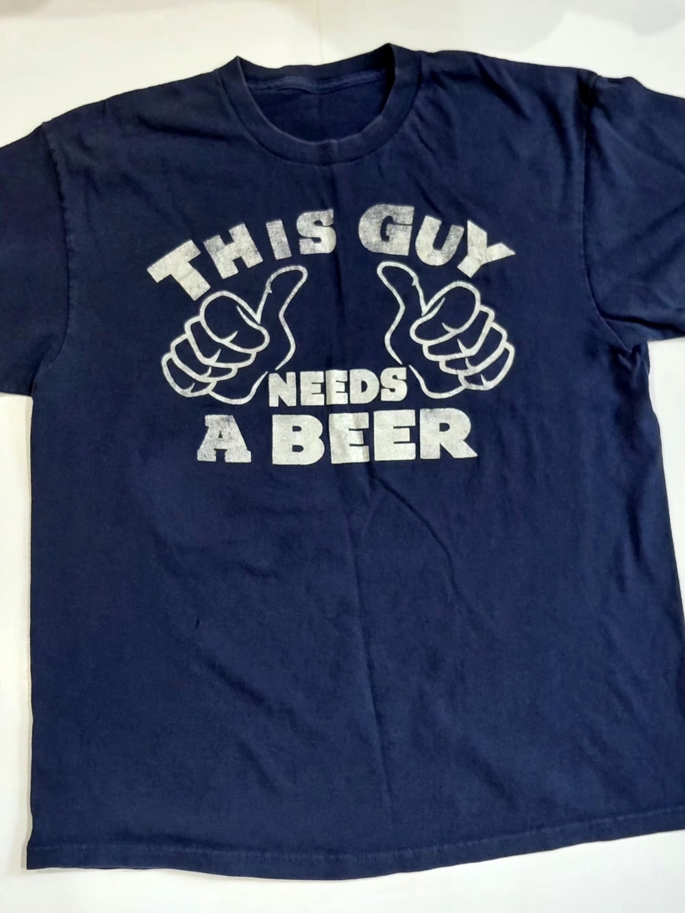 Vimtage Navy Graphic Tee Mens "This Guy Needs A Beer" Graphic T-Shirt Size Xlg